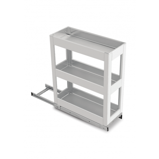 SilverBell Plus 6X20X22 Aluminium SS Finsih Pullout Organiser 3 Shelf with Base Slide