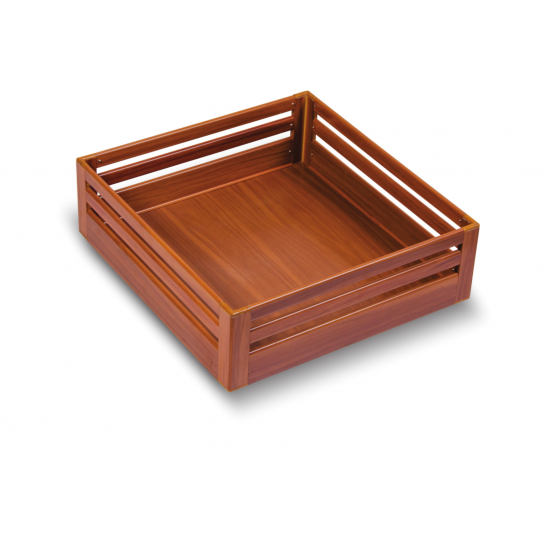 SilverBell Plus 19X20X6 Aluminium Teak Wood Finish Plain Kitchen Basket