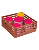 SilverBell Plus 17X20X8 Aluminium Teak Wood Finish Plain Kitchen Basket