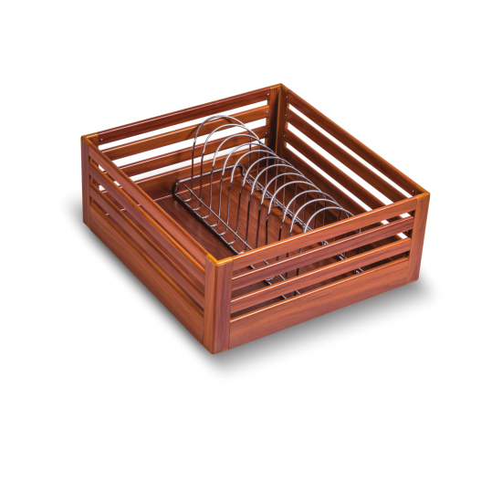 SilverBell Plus 19X20X8 Aluminium Teak Wood Finish Thali Kitchen Basket